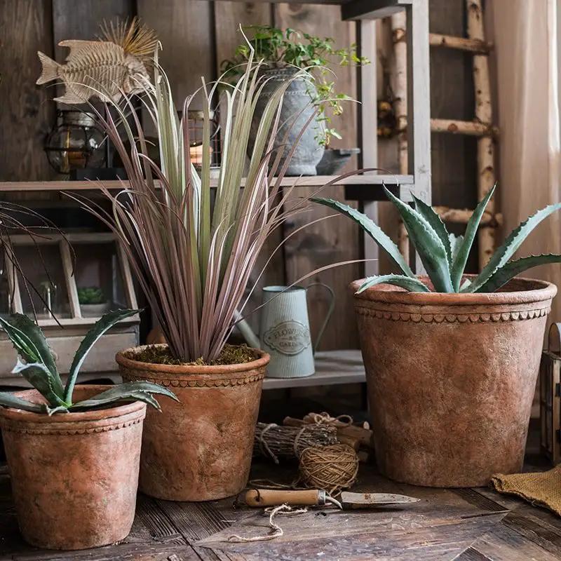 Large Terracotta Red Concrete Planter Pot by RusticReach