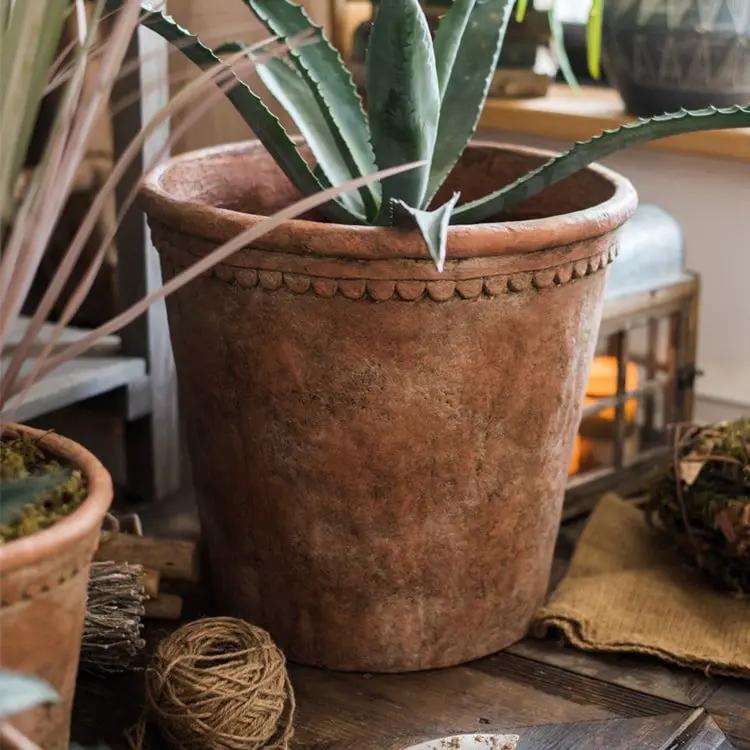 Large Terracotta Red Concrete Planter Pot by RusticReach