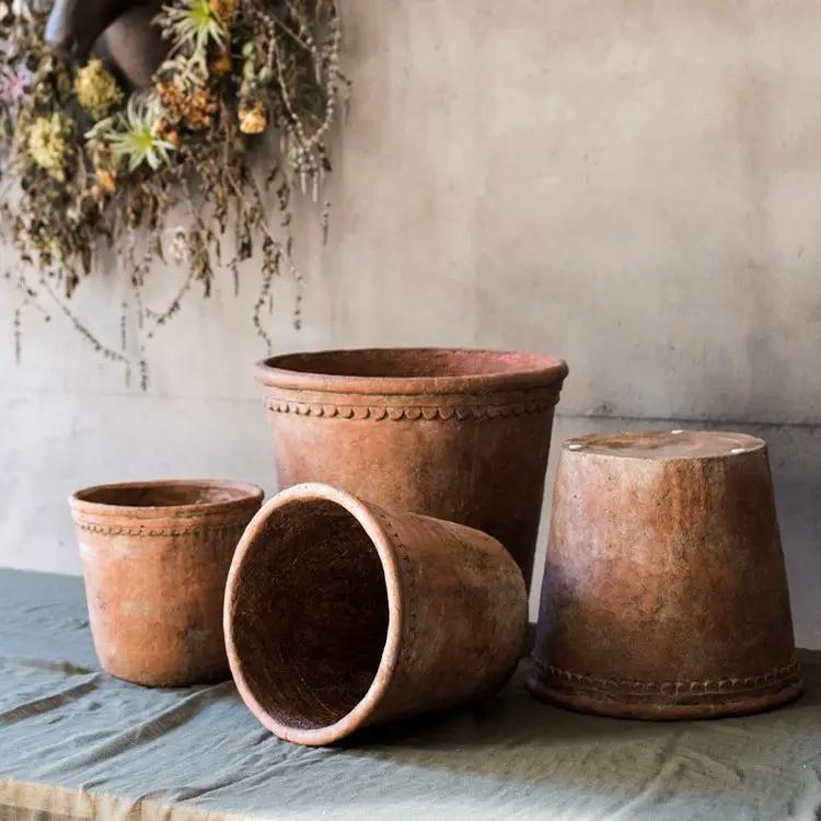Large Terracotta Red Concrete Planter Pot by RusticReach