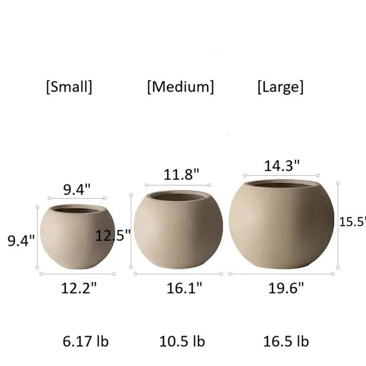 Round Magnesium Clay Planter by RusticReach