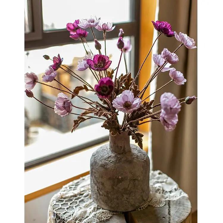 Faux Silk Rustic Poppy Flower Stem in Purple 23" Tall by RusticReach