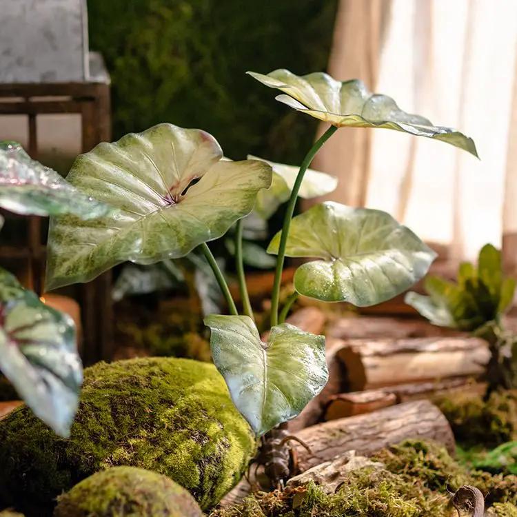 Faux Artificial Rooted Bunch Alocasia 19" Tall by RusticReach