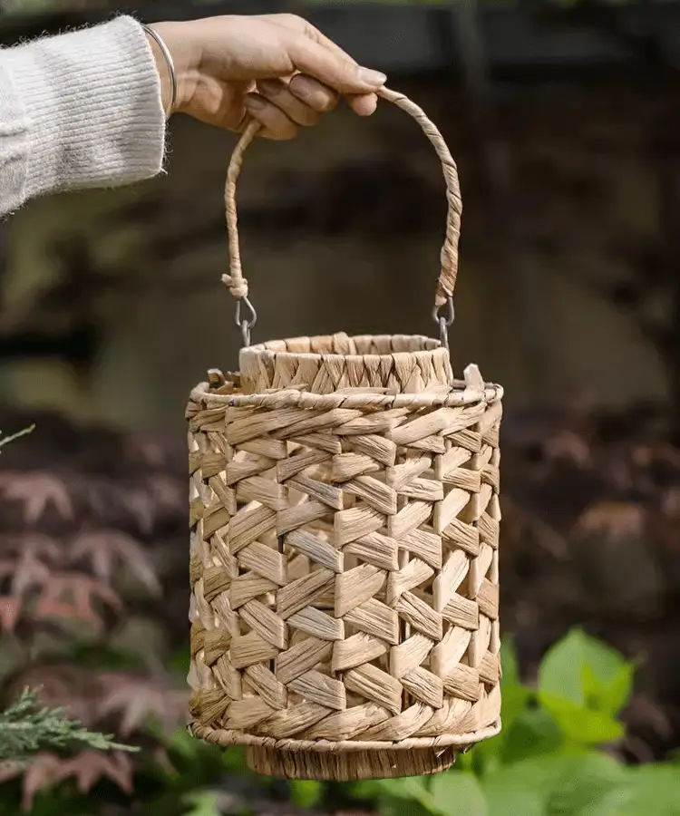Rustic Seagrass Handwoven Candle Lantern by RusticReach