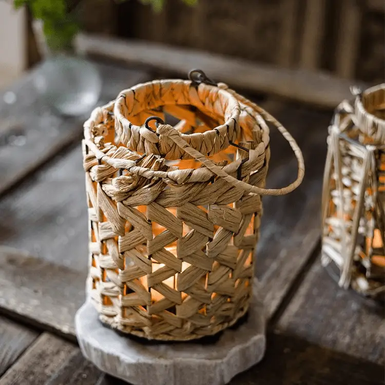 Rustic Seagrass Handwoven Candle Lantern by RusticReach