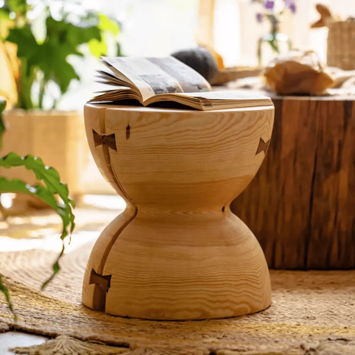 Solid Wood Natural End Table by RusticReach