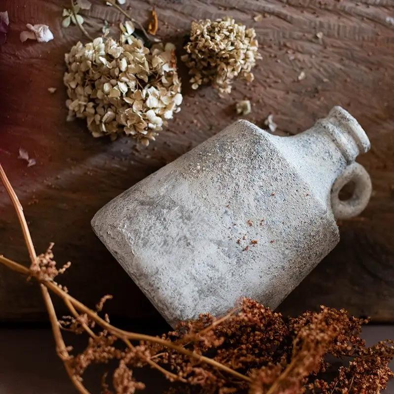 Small Opening Rough Textured Dried Flower Vase by RusticReach
