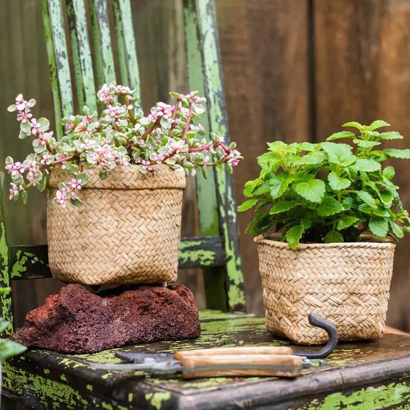 Straw Basket Style Concrete Planter by RusticReach