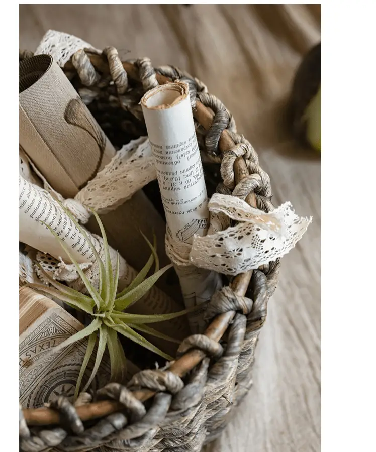 Natural Brown Straw Round Basket by RusticReach