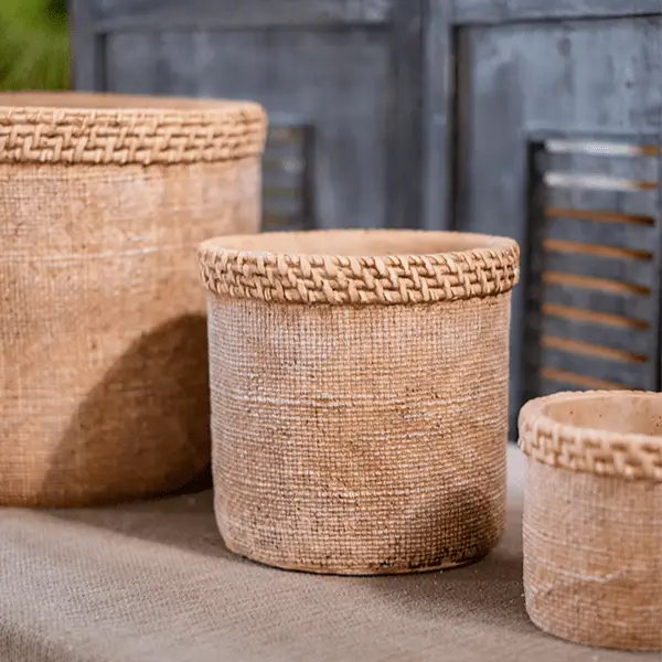 Straw Looking Concrete Planter by RusticReach