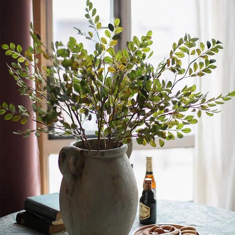 Artificial Faux Green Tzu Tan Leaf Stem 37" Tall by RusticReach