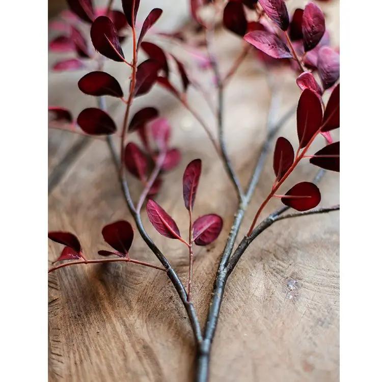 Artificial Red Tzu Tan Leaf Stem 42" Tall Faux by RusticReach