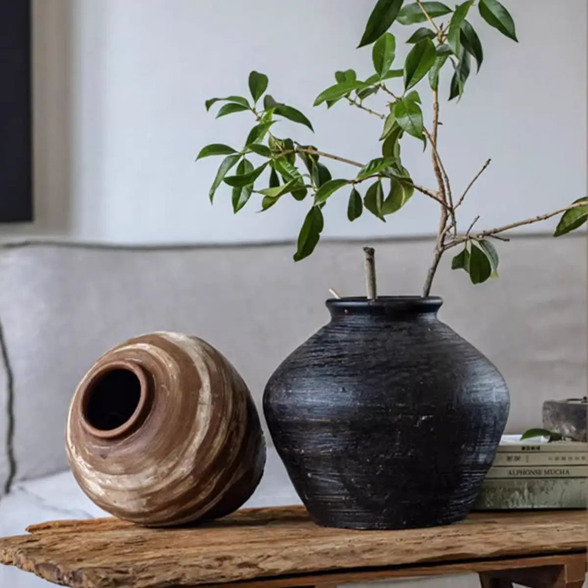 Vintage Wabi-Sabi Style Ceramic Jar by RusticReach