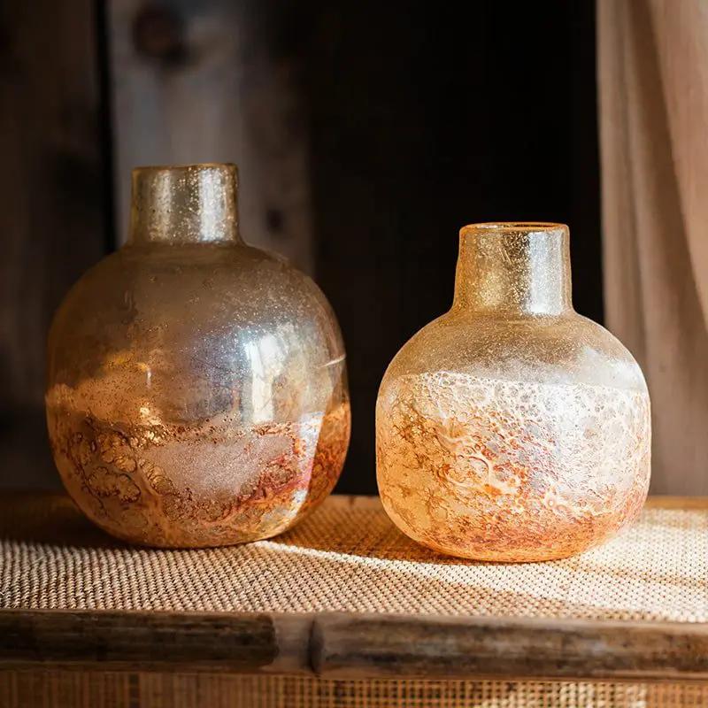 Hand Blown Bubble Glass Bud Vase Amber by RusticReach