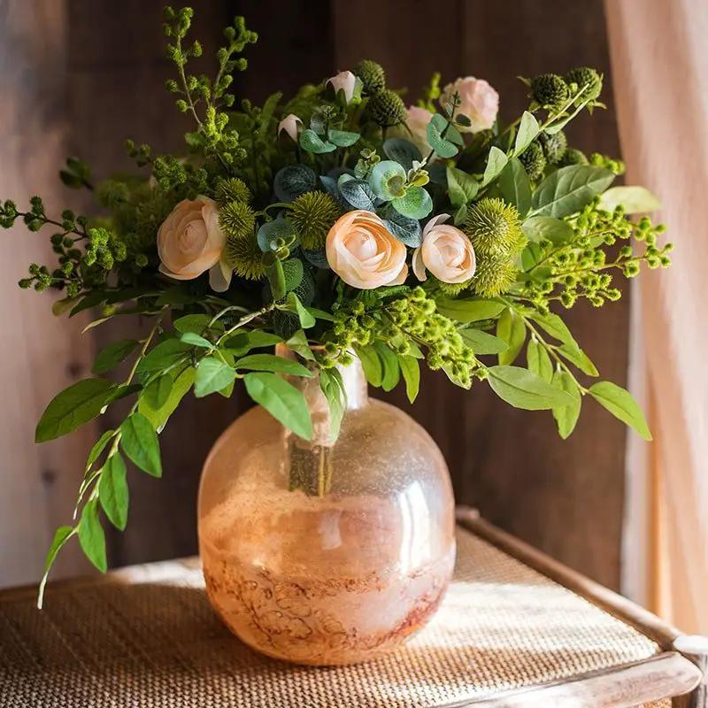 Hand Blown Bubble Glass Bud Vase Amber by RusticReach