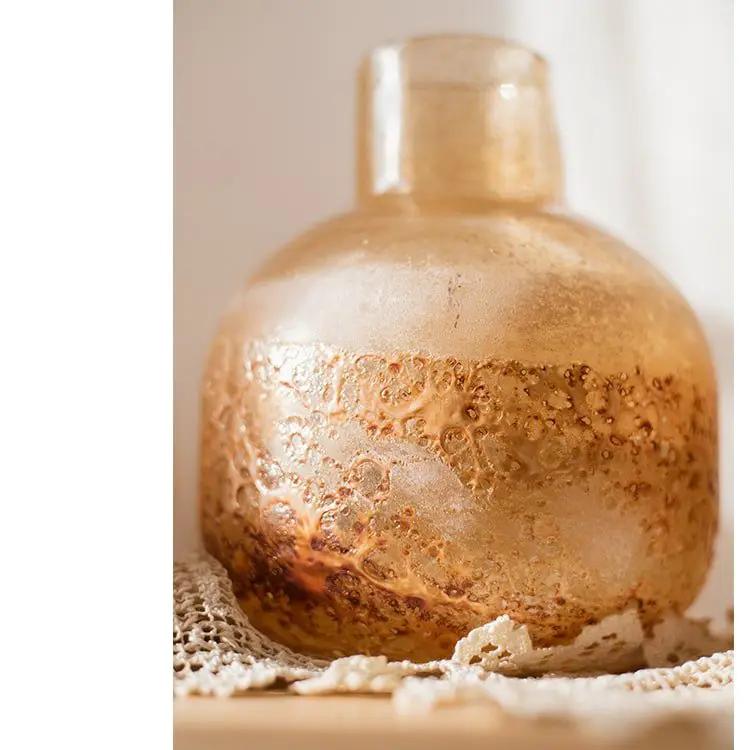 Hand Blown Bubble Glass Bud Vase Amber by RusticReach