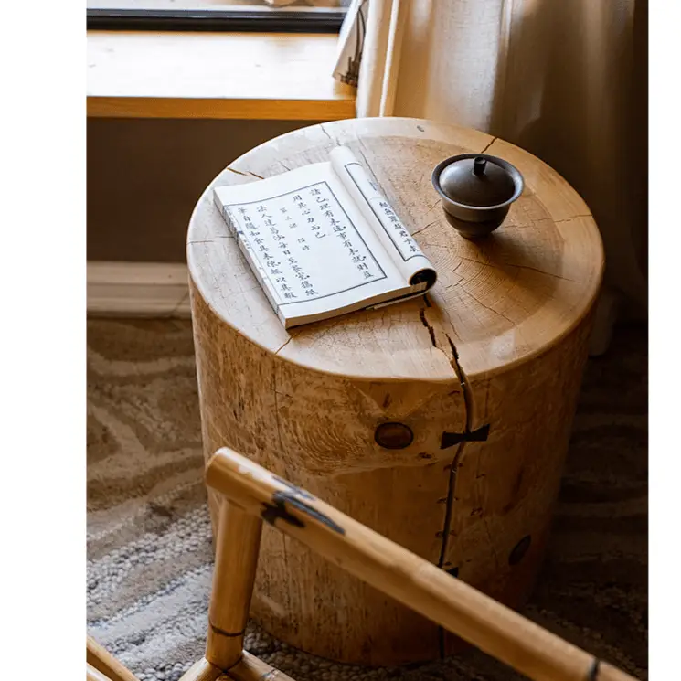 Pine Wood Pedestal Table Side Table by RusticReach