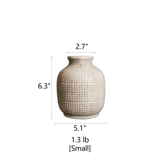 White Textured Porcelain Ceramic Jar Vase by RusticReach