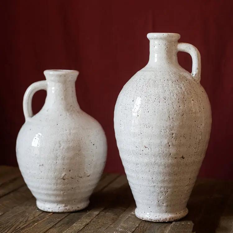 White Ceramic Vase Small Opening Vase by RusticReach