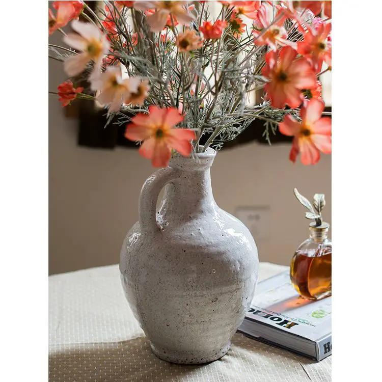 White Ceramic Vase Small Opening Vase by RusticReach