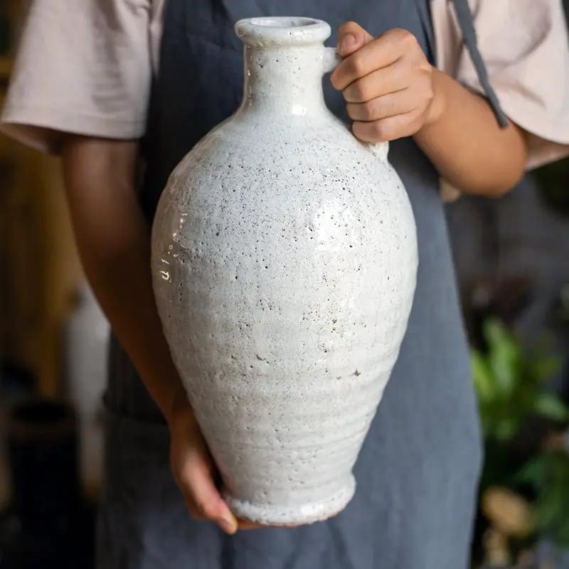 White Ceramic Vase Small Opening Vase by RusticReach