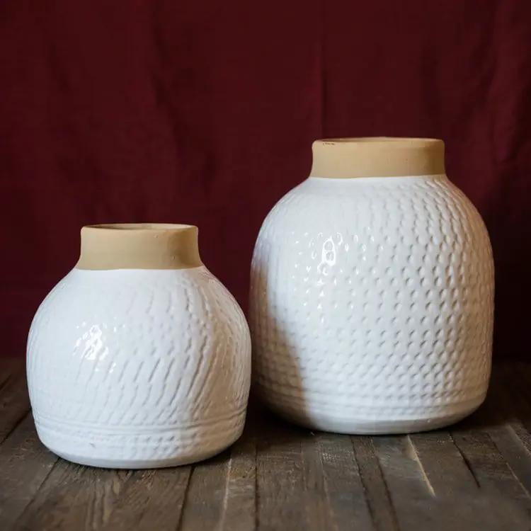 White Flower Vase Glazed Ceramic Vase by RusticReach