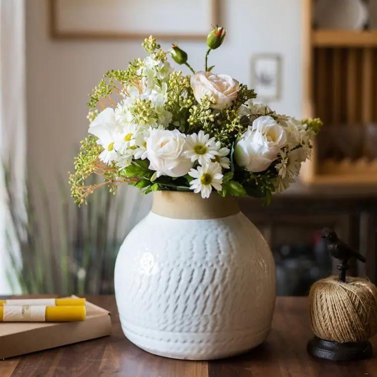 White Flower Vase Glazed Ceramic Vase by RusticReach