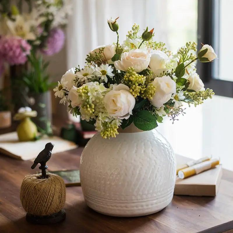 White Flower Vase Glazed Ceramic Vase by RusticReach