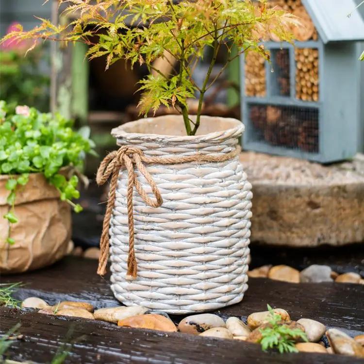Willow Style Ribbon Concrete Flower Pot by RusticReach