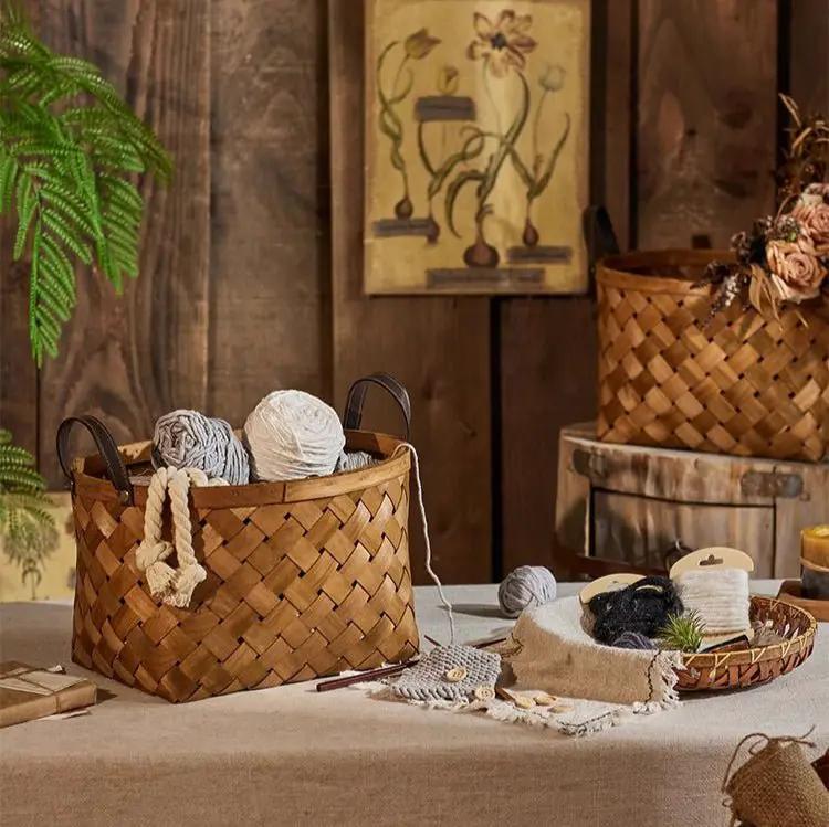 Rustic Handwoven Woodchip Basket by RusticReach