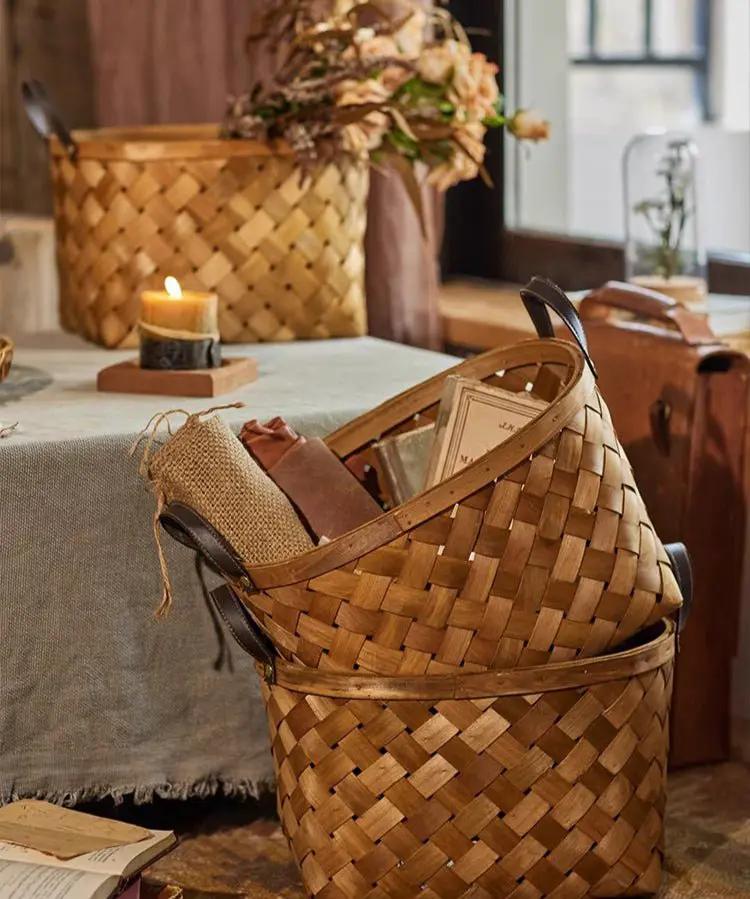 Rustic Handwoven Woodchip Basket by RusticReach