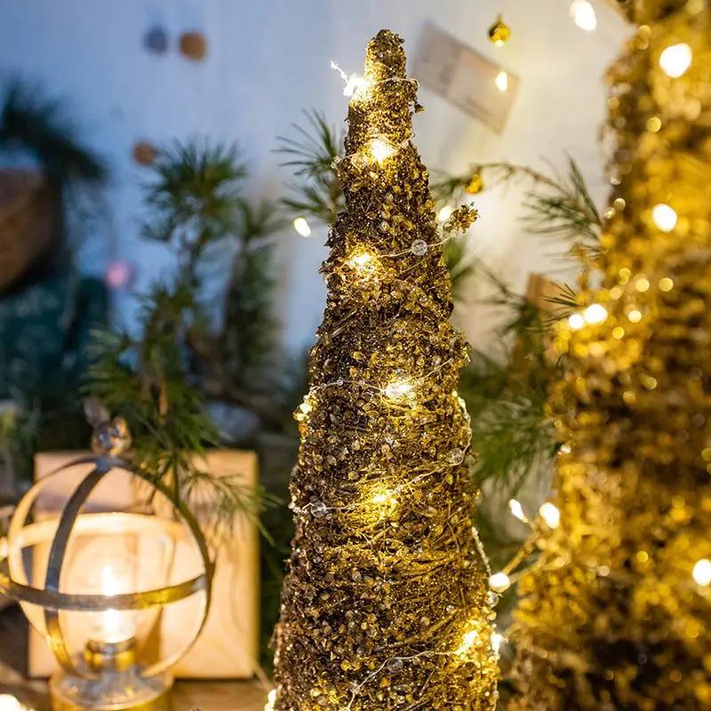 Christmas Rattan Cone Tree in Gold by RusticReach
