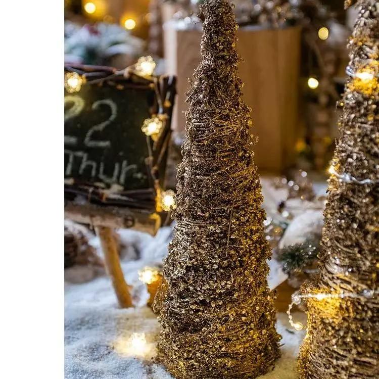 Christmas Rattan Cone Tree in Gold by RusticReach