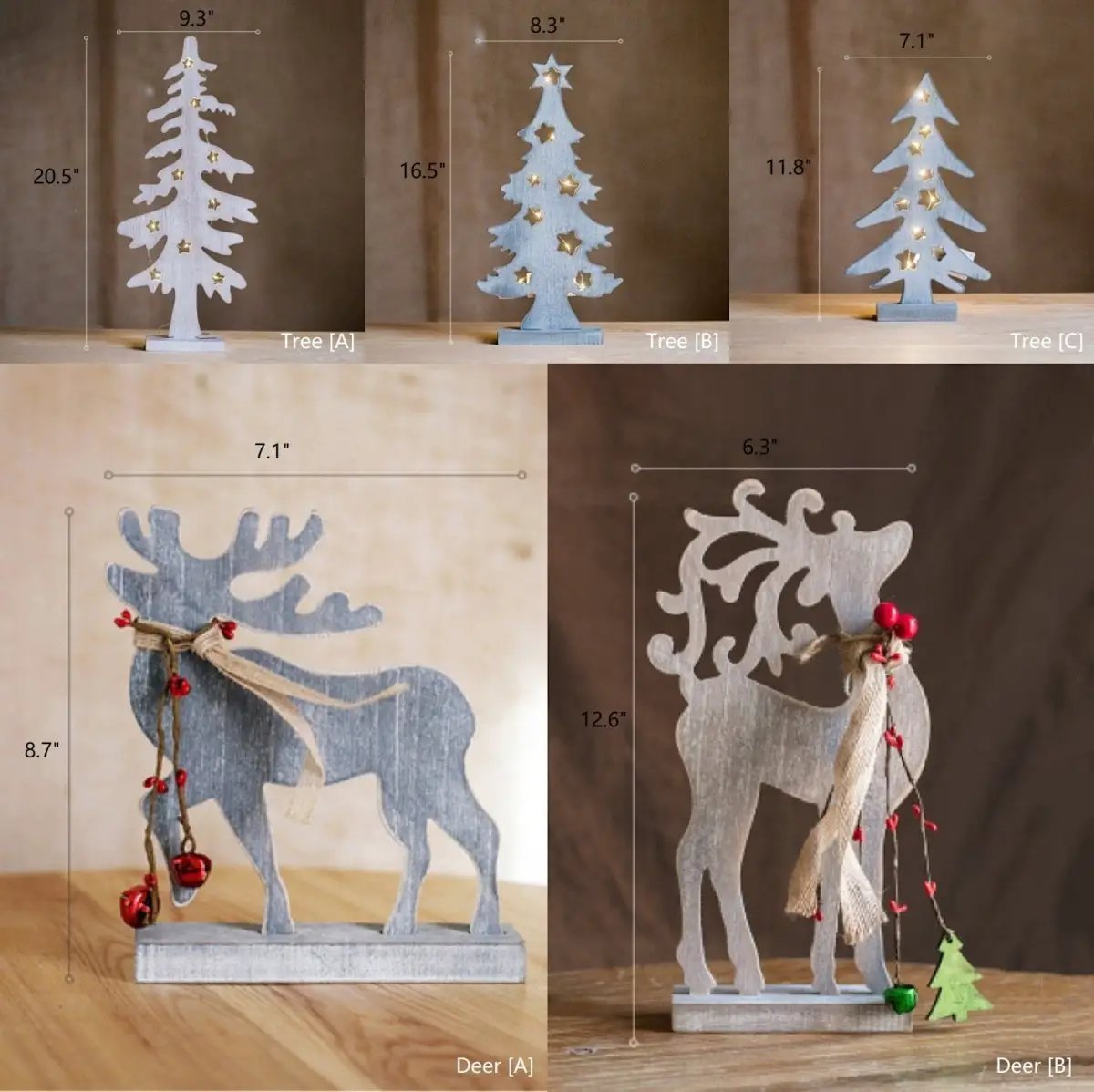 Christmas Desktop Decoration Figurines in Wood by RusticReach