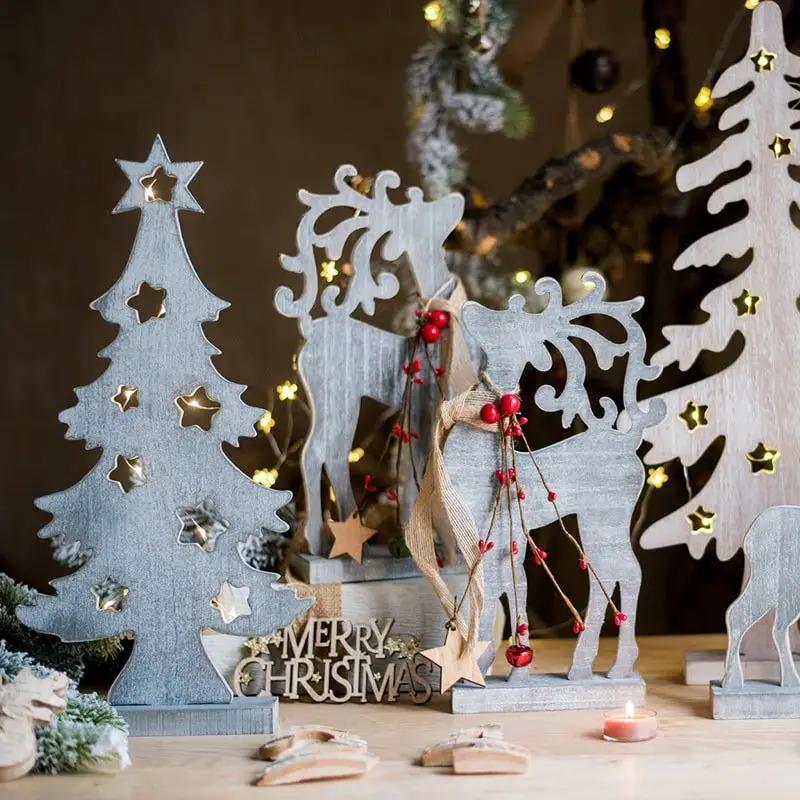 Christmas Desktop Decoration Figurines in Wood by RusticReach