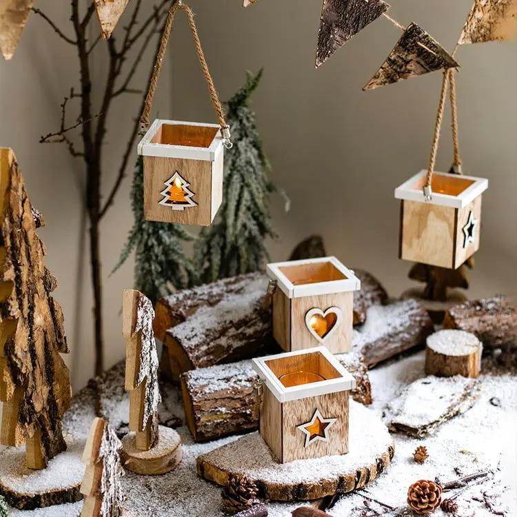 Christmas Tree Wood Box Candle Holder Ornament Randomly Picked by RusticReach