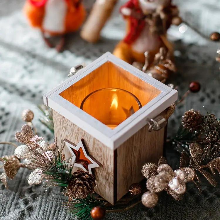 Christmas Tree Wood Box Candle Holder Ornament Randomly Picked by RusticReach