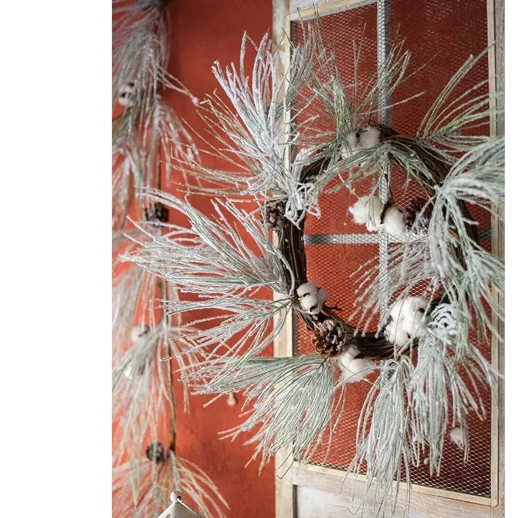 Christmas Faux Snow Pine Needle Wreath or Vine by RusticReach
