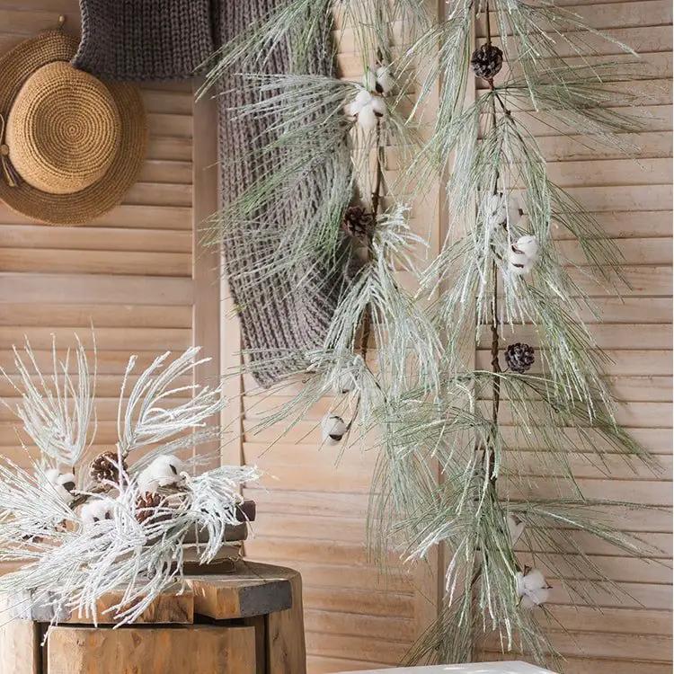 Christmas Faux Snow Pine Needle Wreath or Vine by RusticReach