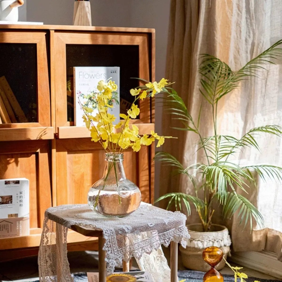 Faux Silk Artificial Yellow Dancing Lady Orchid Stem Bundle 19" Tall by RusticReach