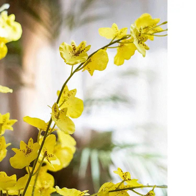 Faux Silk Artificial Yellow Dancing Lady Orchid Stem Bundle 19" Tall by RusticReach