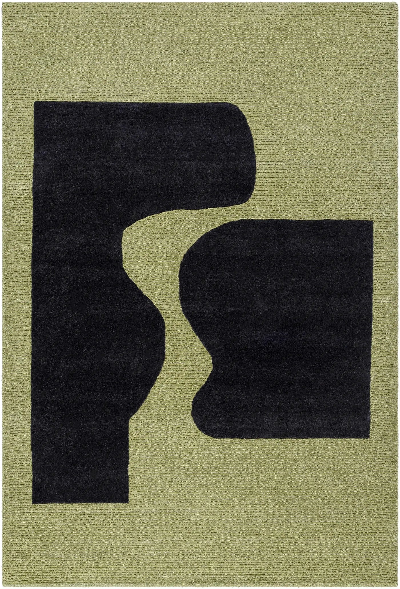 Arvok Olive Green Organic Block Art Deco Wool Handmade Area Rug - Clearance by Boutique Rugs