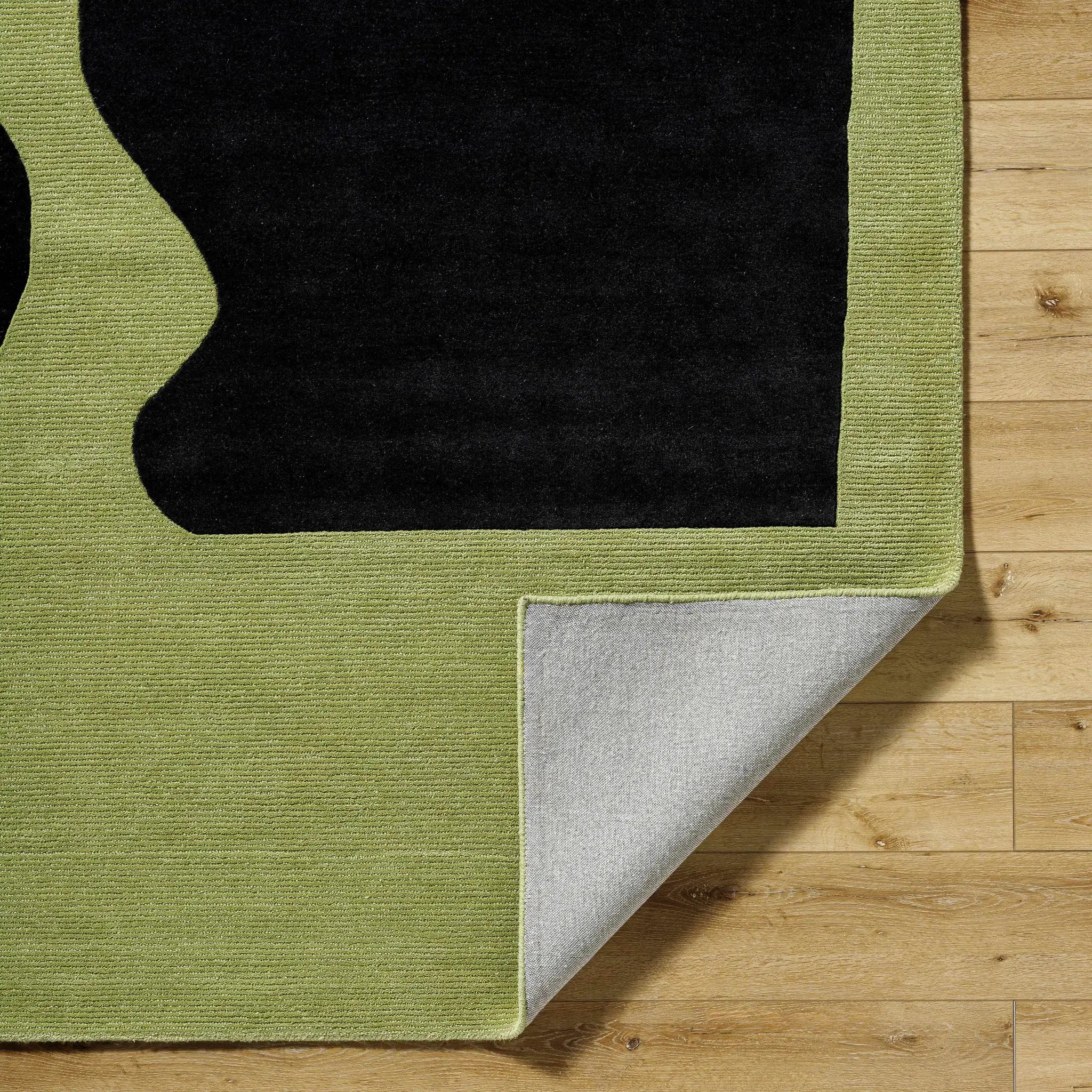 Arvok Olive Green Organic Block Art Deco Wool Handmade Area Rug - Clearance by Boutique Rugs