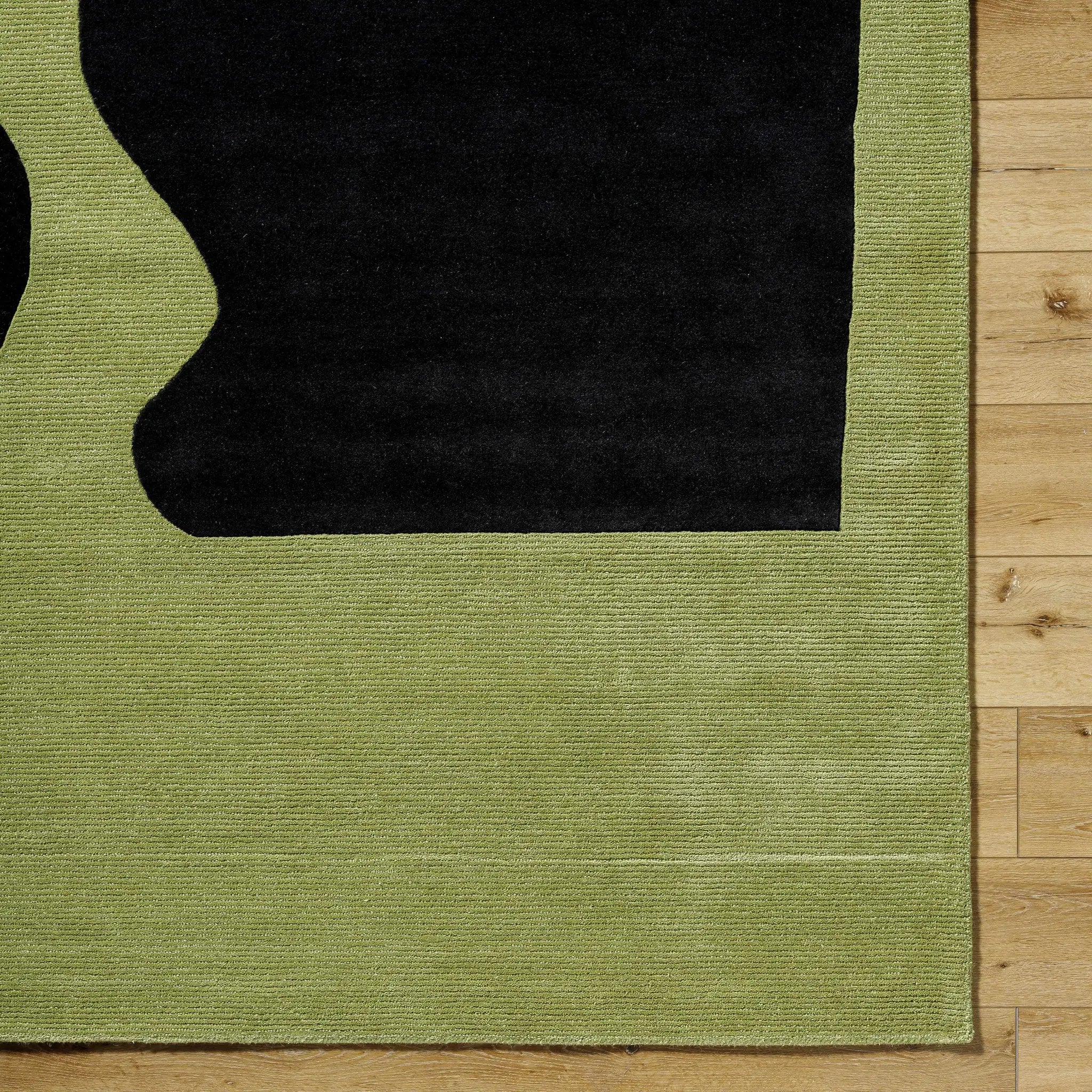 Arvok Olive Green Organic Block Art Deco Wool Handmade Area Rug - Clearance by Boutique Rugs
