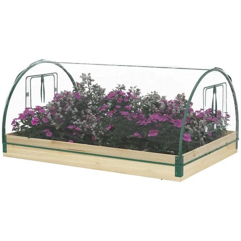 Mini Raised Garden Bed Planter Box Greenhouse Combo with Clear PVC Cover by HomePacific