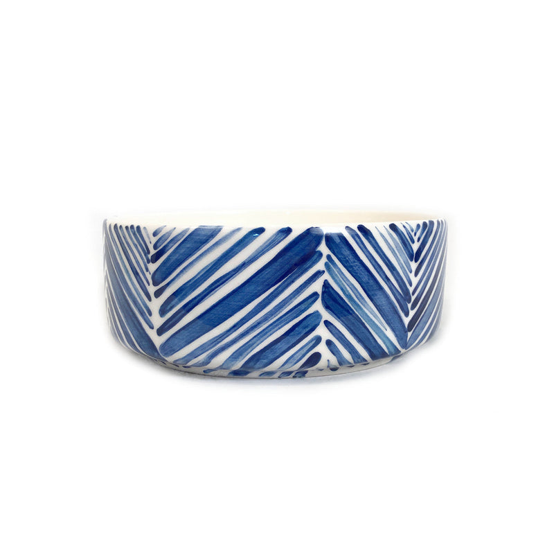 Wide Serving Bowl - Blue Palm Leaves, photo 2 of 4