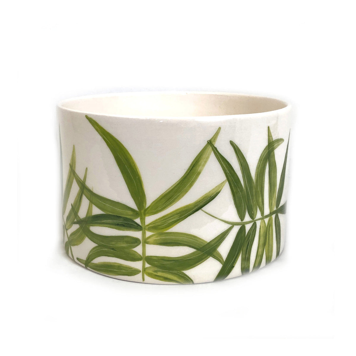 Cylinder Serving Bowl - Green Floating Leaves, photo 2 of 4