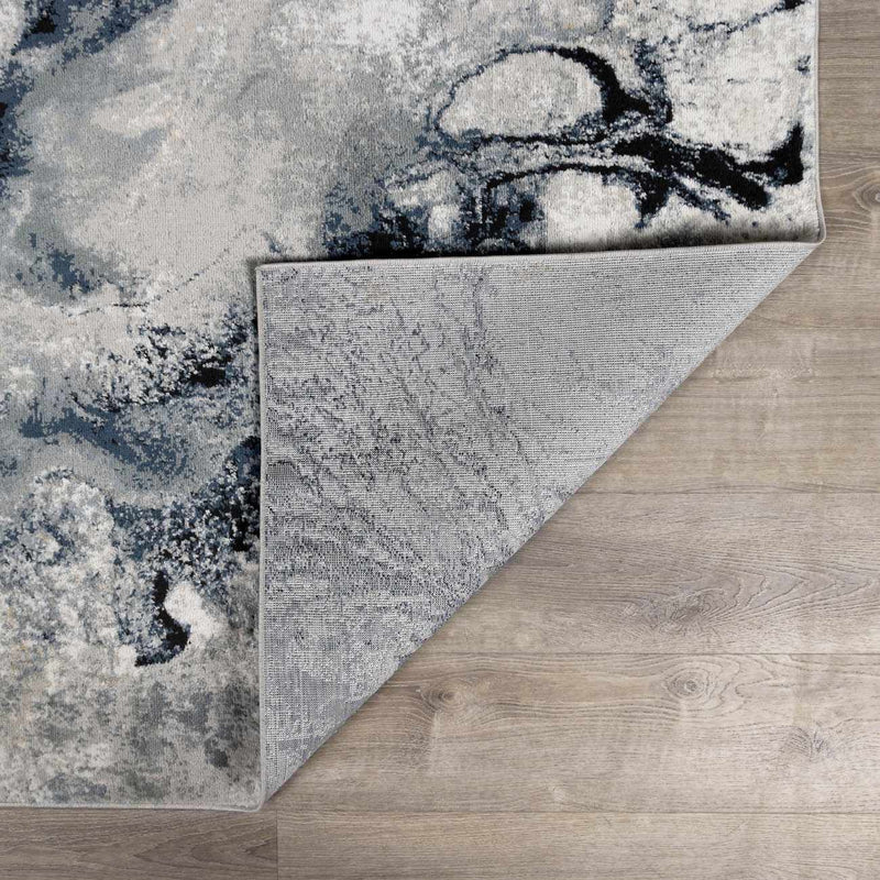 Kirkland Dark Blue Marble Rug by Boutique Rugs