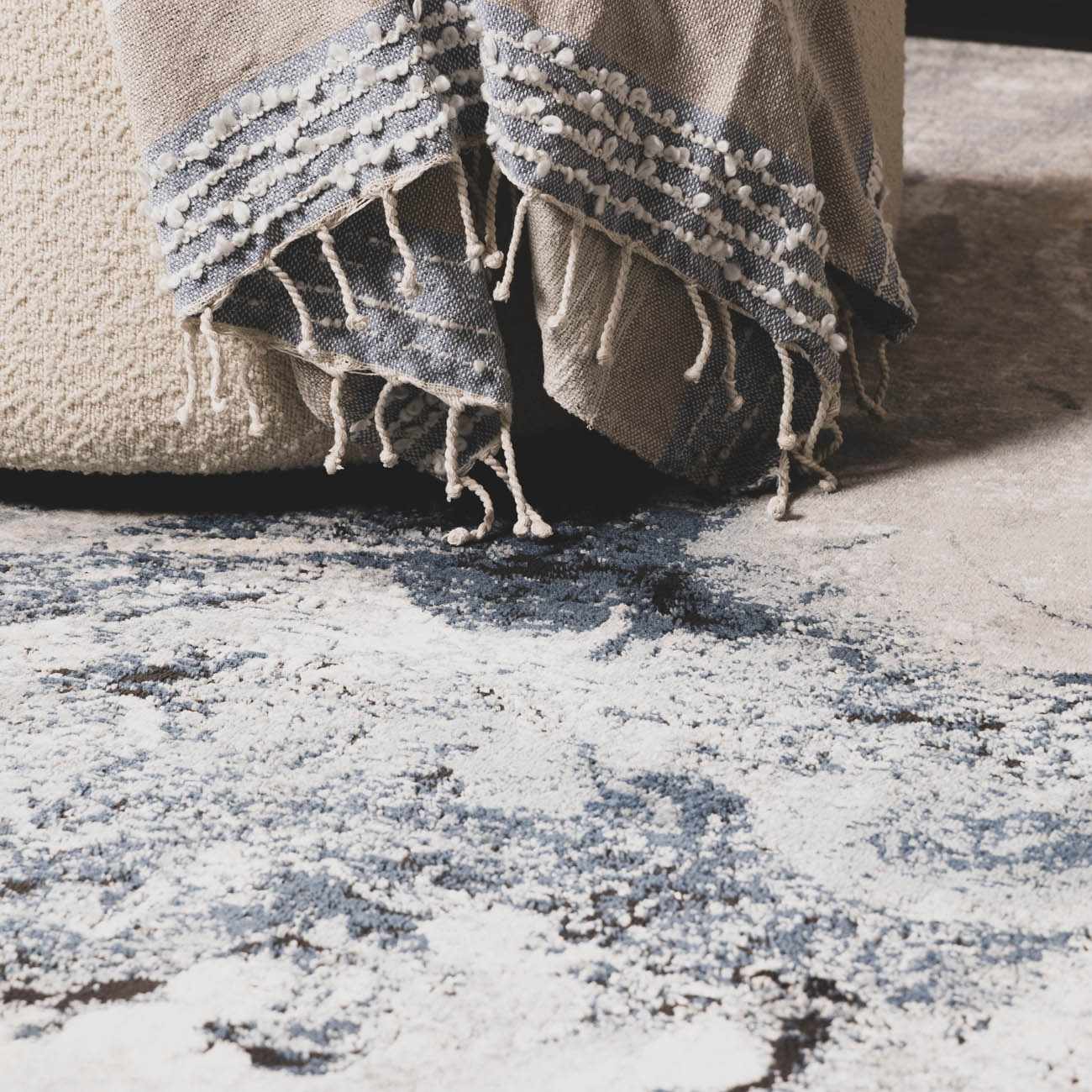 Kirkland Dark Blue Marble Rug by Boutique Rugs