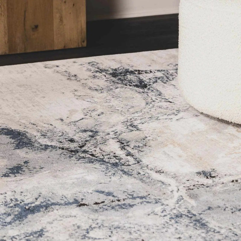 Kirkland Dark Blue Marble Rug by Boutique Rugs