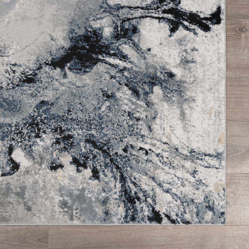 Kirkland Dark Blue Marble Rug by Boutique Rugs